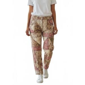 NEW PAPERLACE patchwork ankle pants in lime/pink